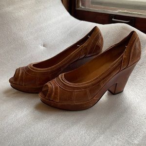 Frye peep toe leather heels